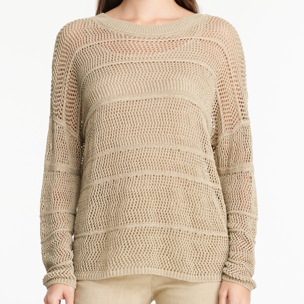 Sarah Pacini Linen Blend MESH SWEATER - LONG